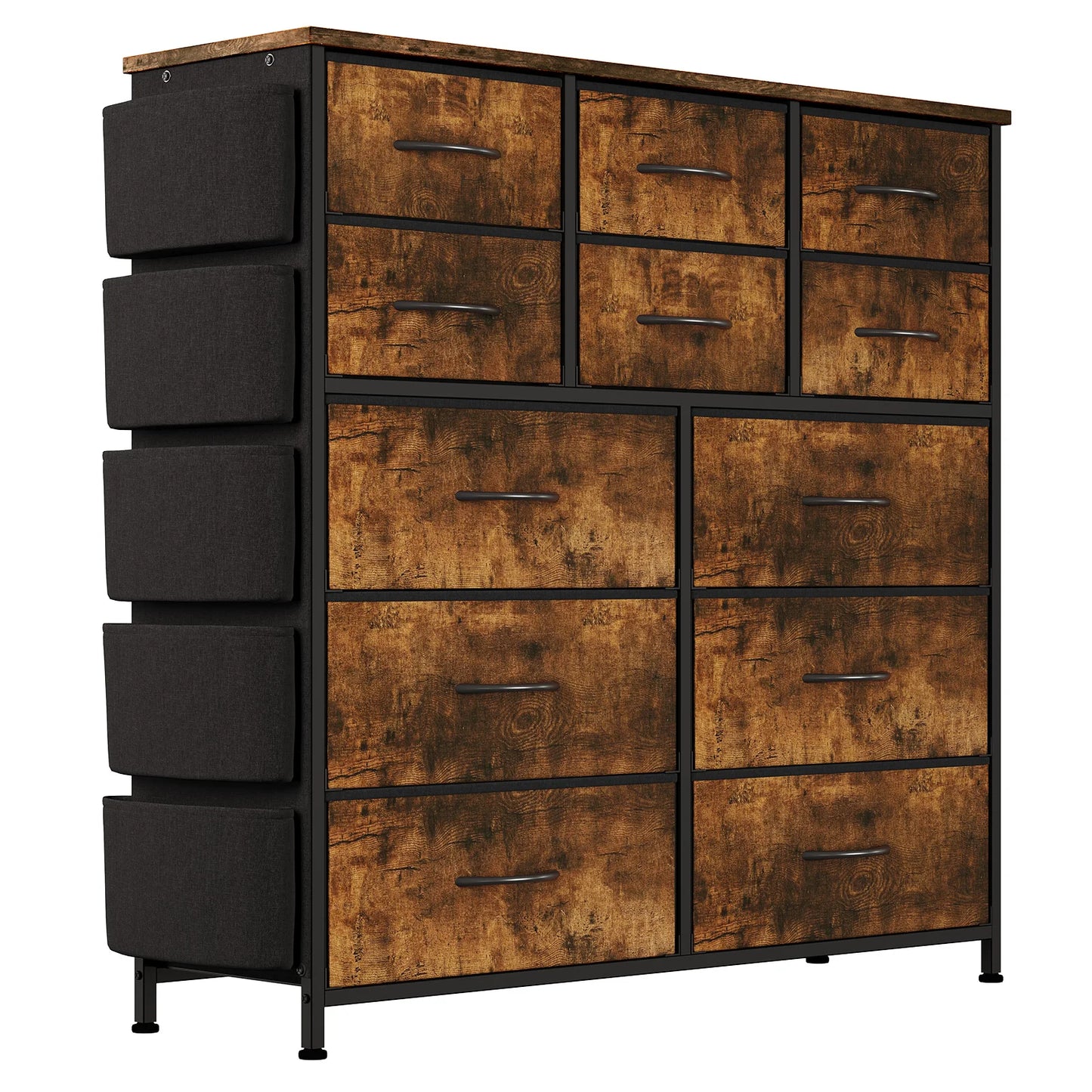 HiMISS 12 Drawer Dresser For Bedroom With Fabric Storage Cabinet