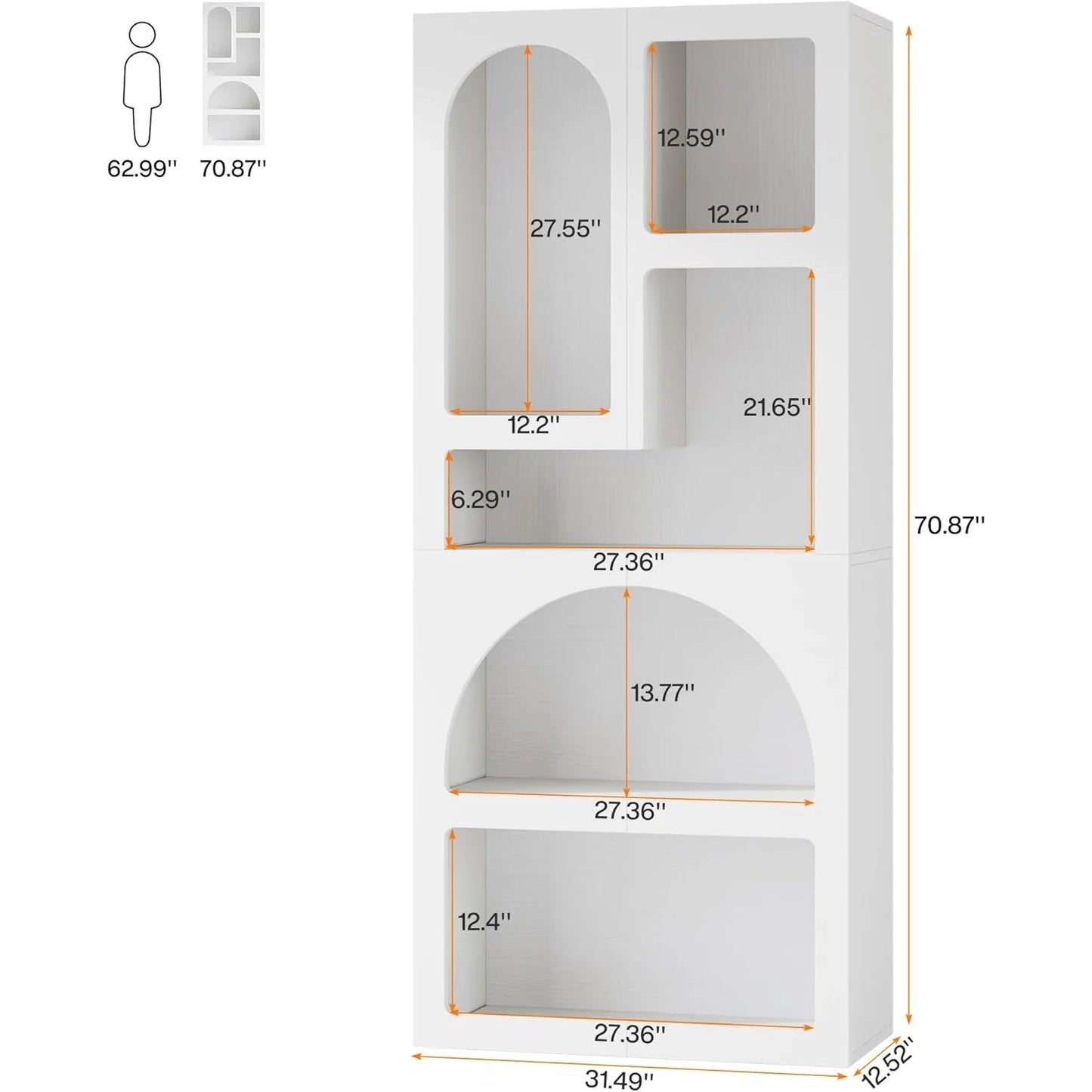 LITTLE TREE Geometric Bookshelf Arched Bookcase Free Standing