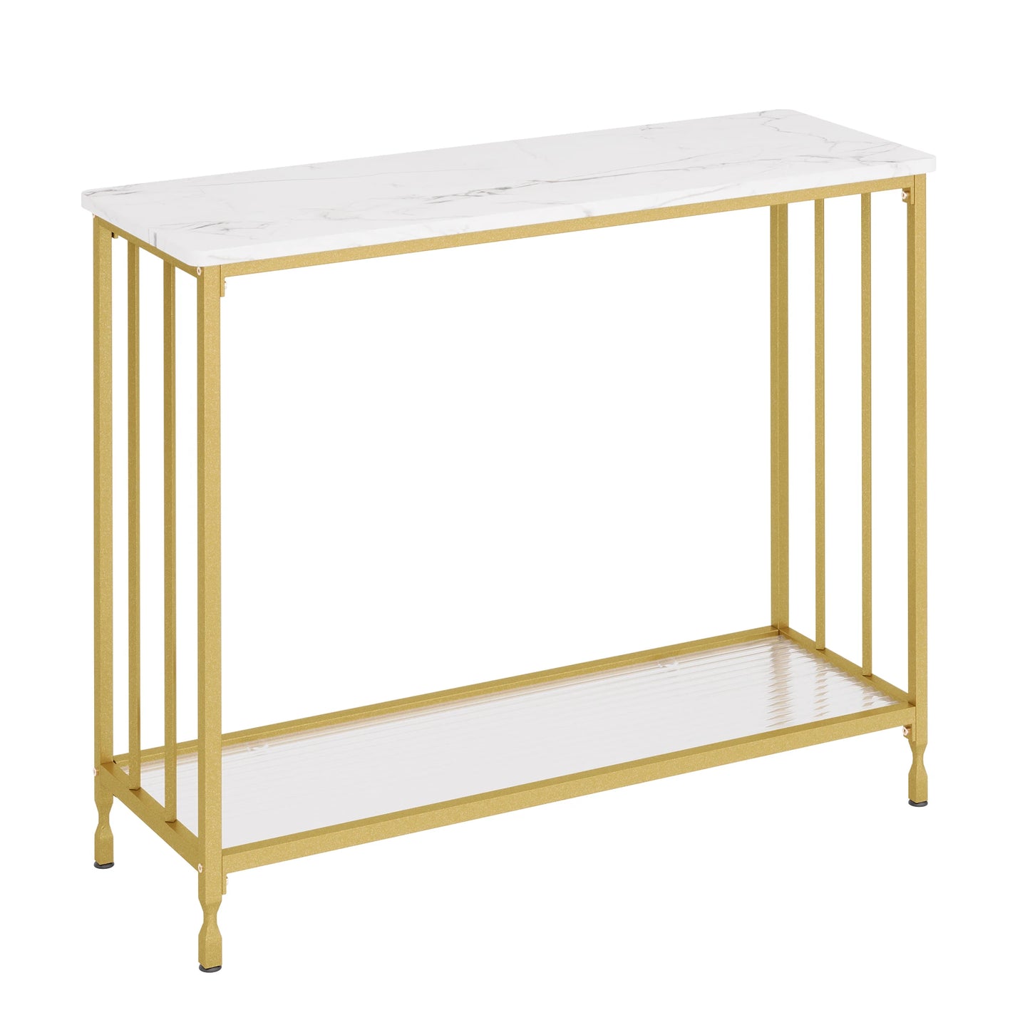 HobbyLane Console Table With Glass Shelf Entryway Metal Frame