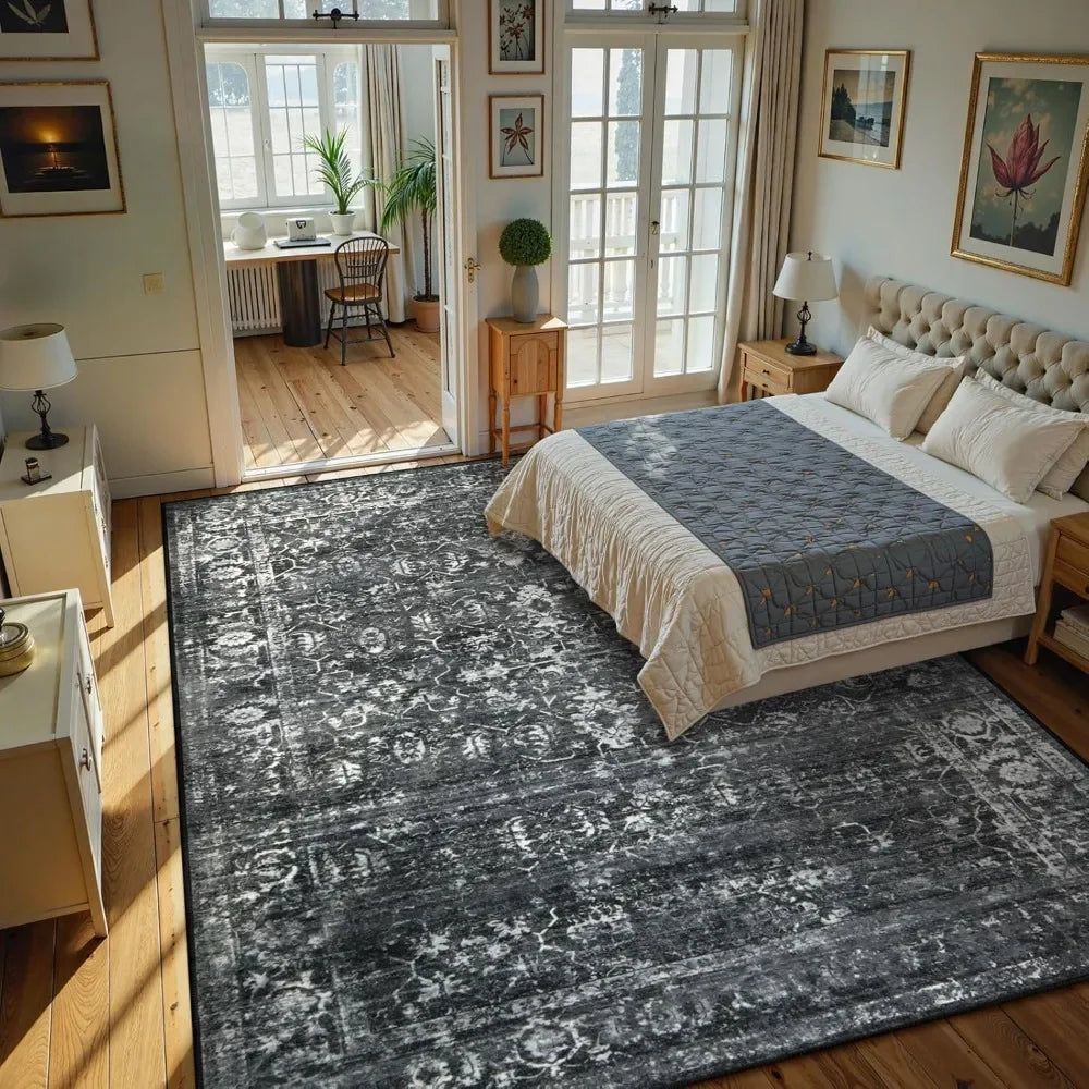 XMSJ Faux Wool Boho-Chic Area Rug Non Slip Living-Room