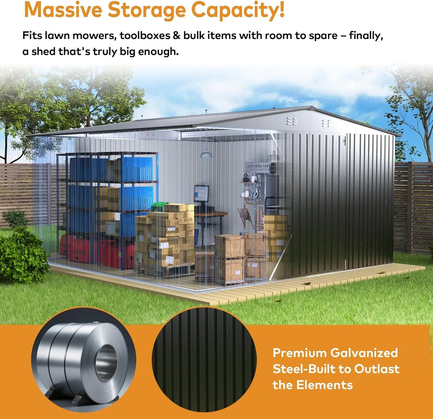 Metal Outdoor Storage Shed With Lockable Door For Garden Backyard