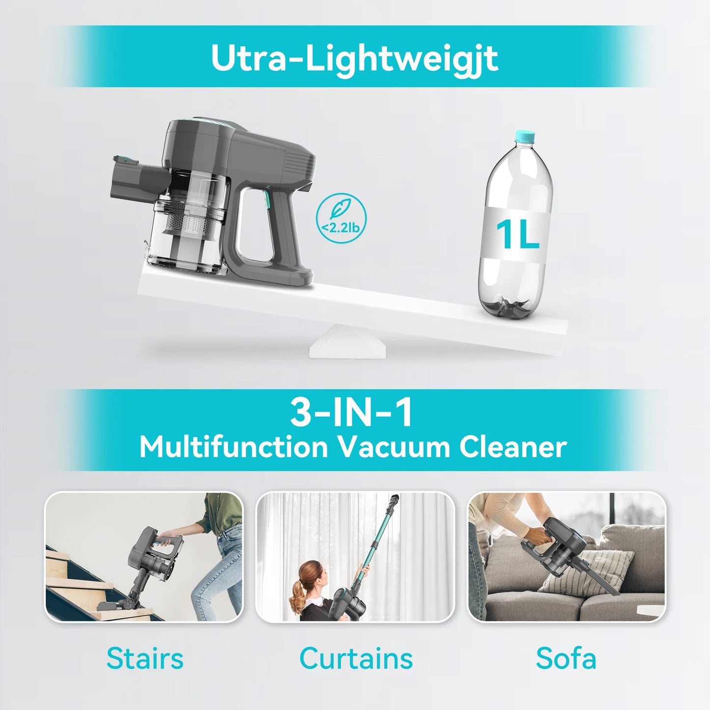 INSE YISORA N300 Cordless Upright Vacuum For Pet Hair