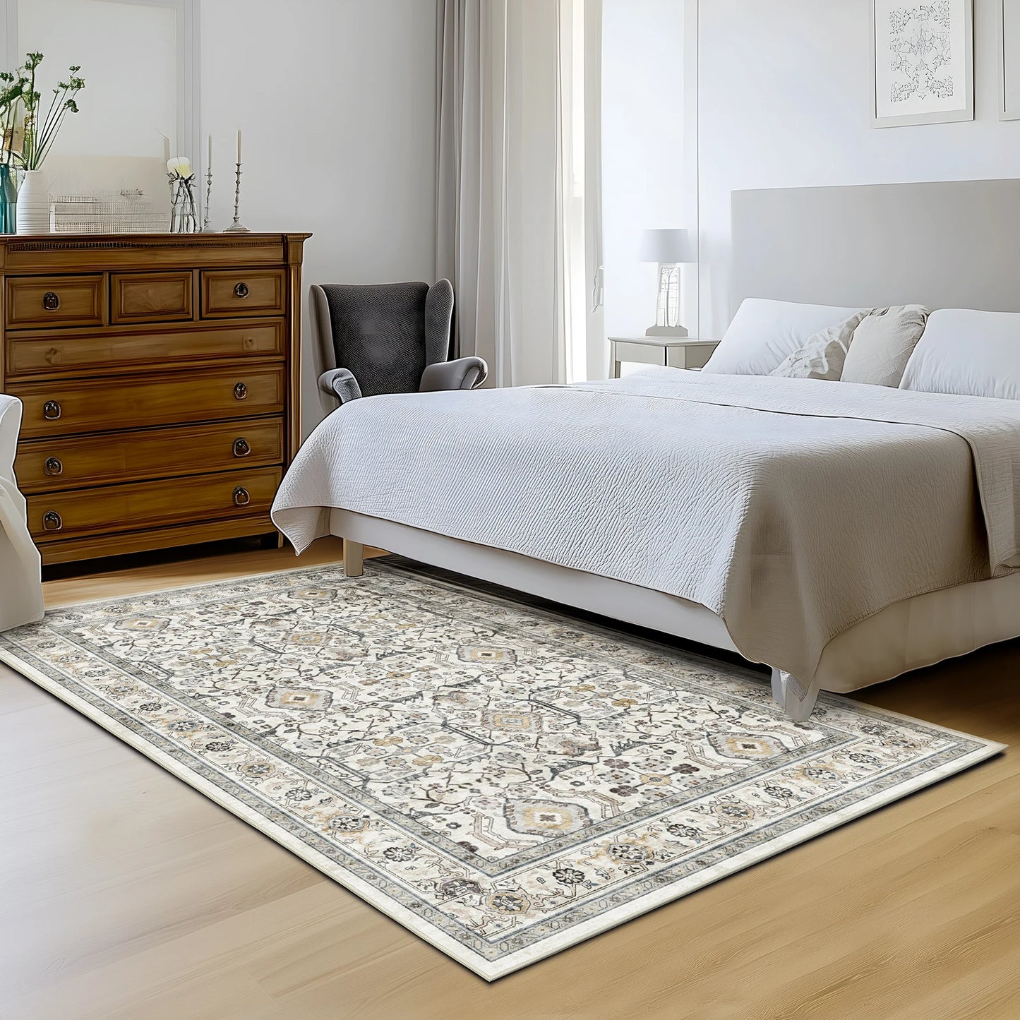 Kilim Wool Silk Rug Washable Turkish Persian Geometric Area Rug