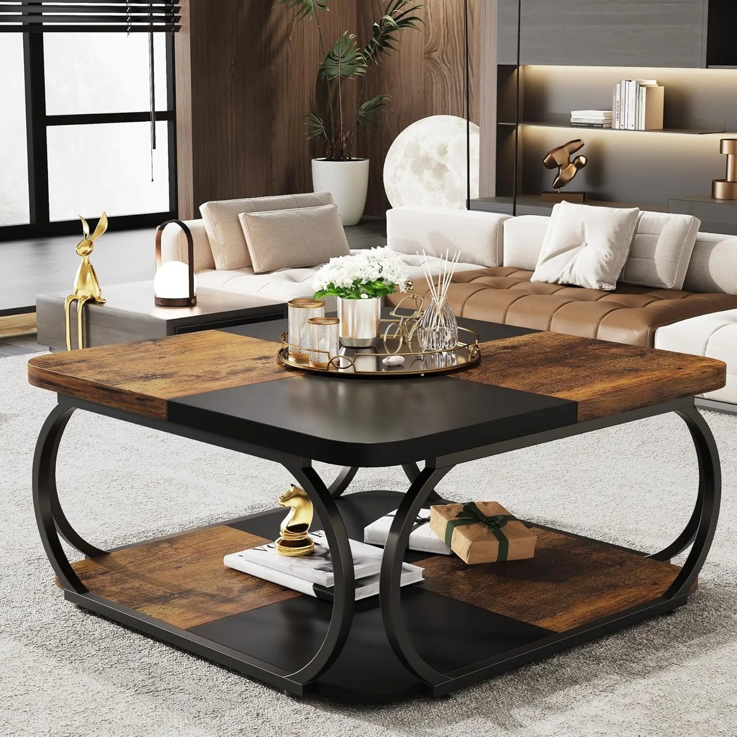Little Tree Square Coffee Table With Double Shelf Living Room