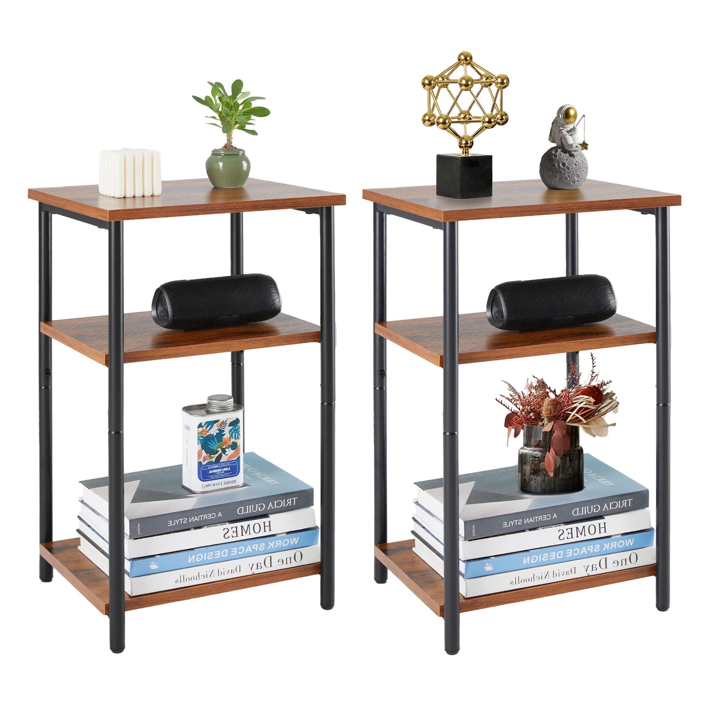 JHK 2-Tier 3-Tier End Tables With Adjustable Feet
