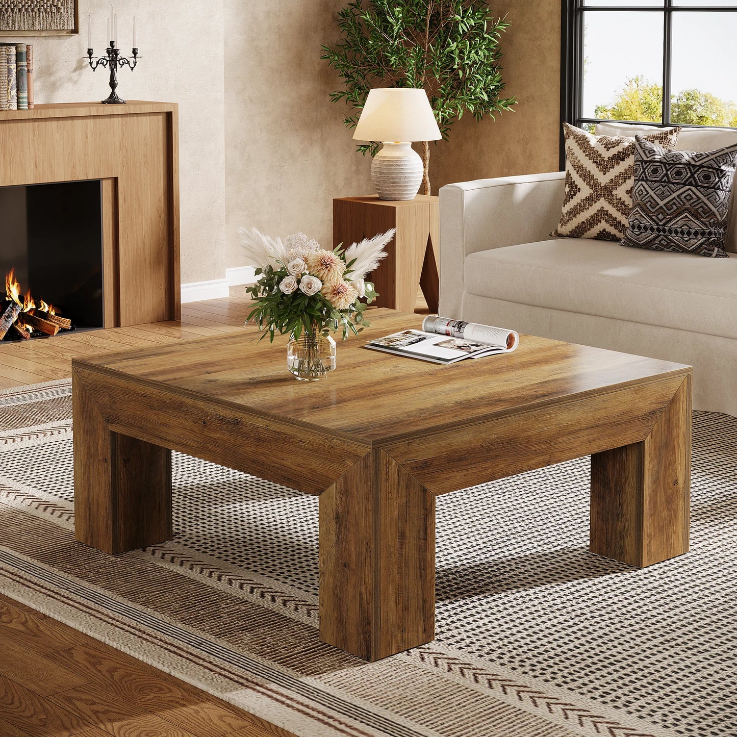 Tribesigns Coffee Table For Living Room With Sturdy Wooden Legs