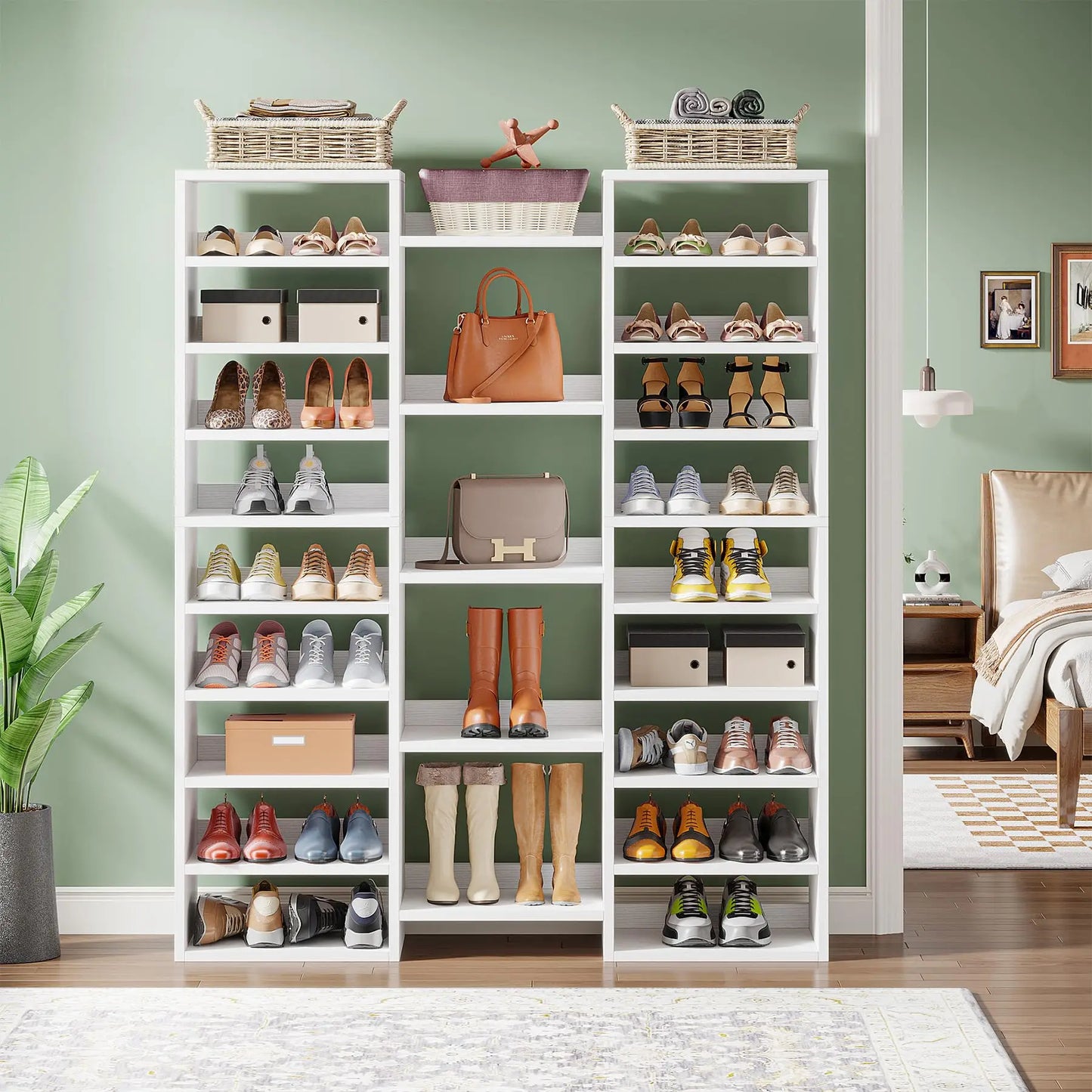 14-Tier Freestanding Shoe Rack Shelving Unit With 22 Open Cubbies