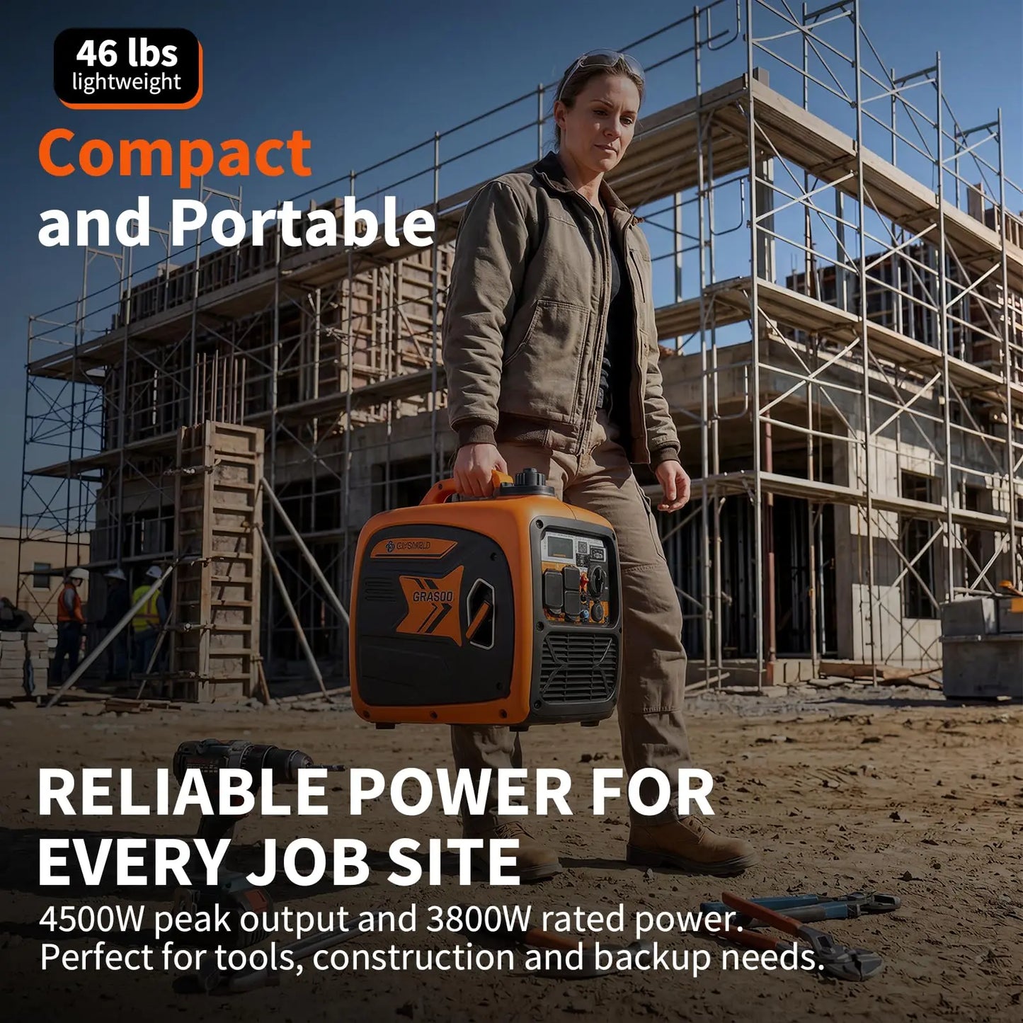 HiMISS 4500W Portable Inverter Generator For Home RV CO Sensor