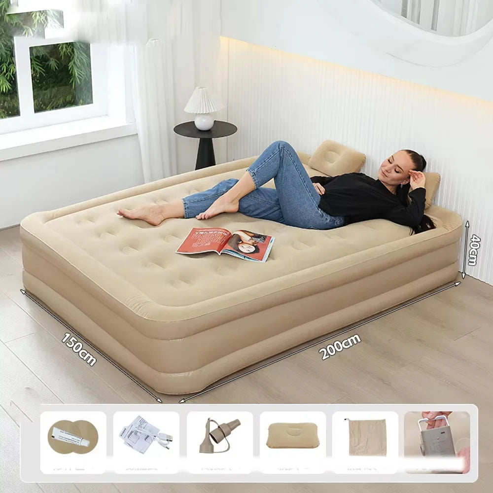 Camping Air Bed With Backrest For Two Adults Indoor Outdoor