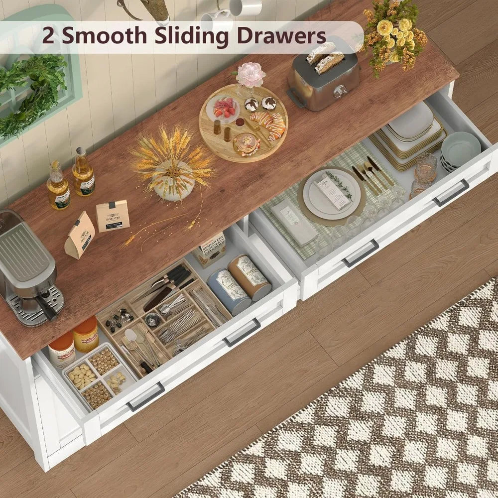 Buffet Cabinet With Storage Drawers And Adjustable Shelves
