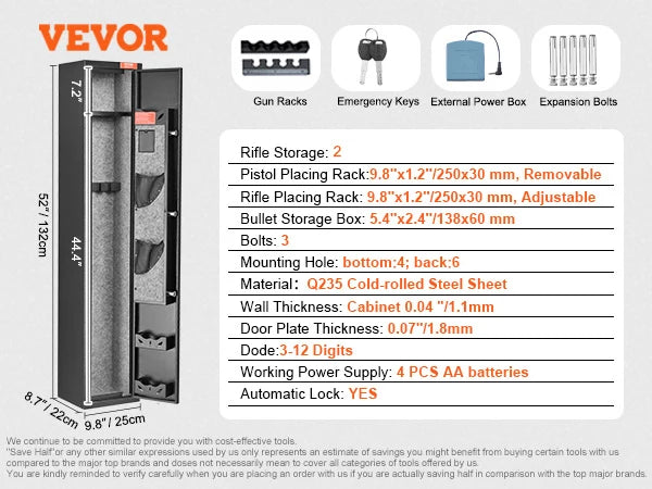 SucceBuy Gun Safe For Rifles With Digital Keypad