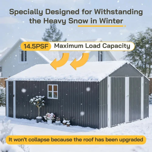 Outdoor Metal Shed With All Weather Protection And Large Storage Capacity
