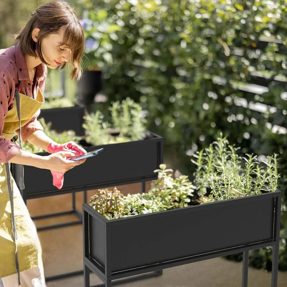 Durable Raised Garden Bed for Herbs and Flowers Outdoor Planter