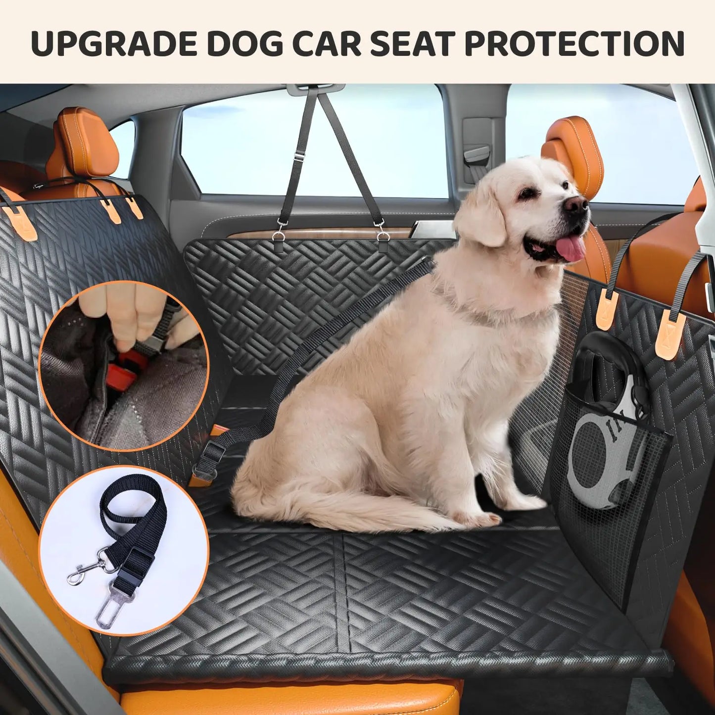 Car Rear Seat Cover For Dogs With Hard Bottom Extender