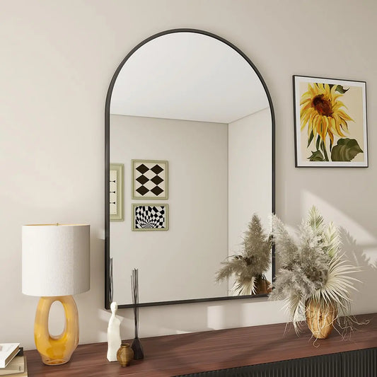 Beautypeak Arch Bathroom Mirror With Metal Frame Wall Mount