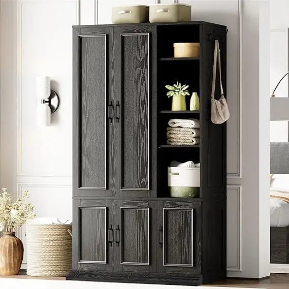 DAFIFY Armoire Wardrobe Closet With 4 Shelves And Hanging Rod