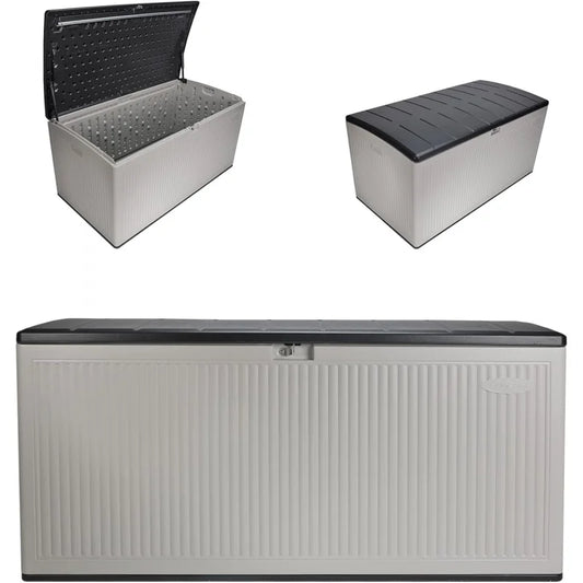 160 Gallon Resin Outdoor Patio Deck Box With Pad Lock Lid