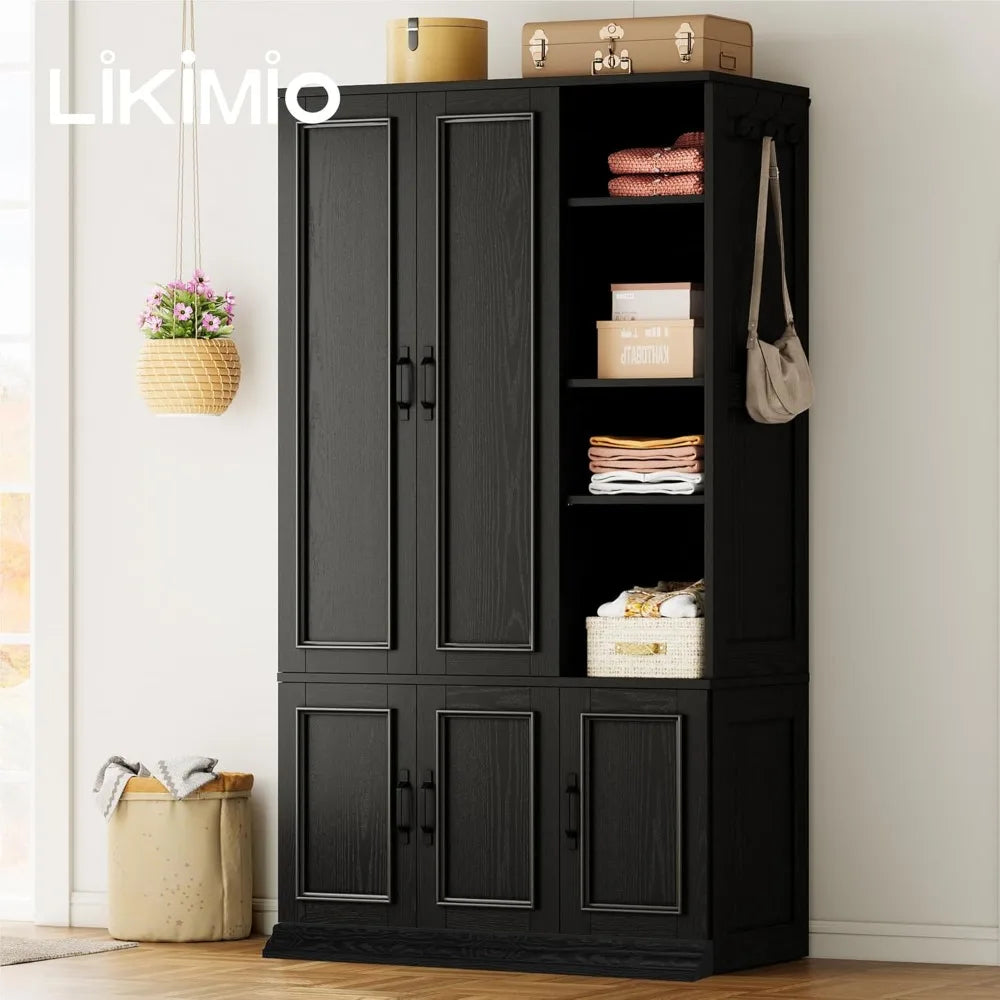 DAFIFY Armoire Wardrobe Closet With 4 Shelves And Hanging Rod