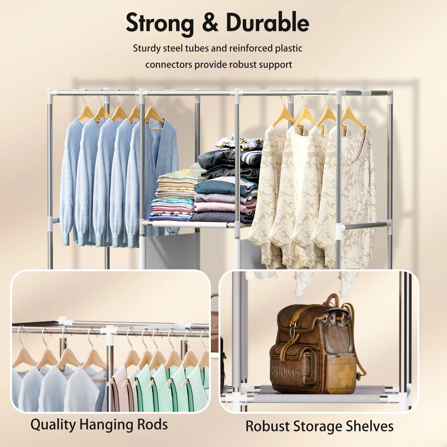 Closet Storage Portable Organizer Dustproof Nonwoven Fabric Wardrobe