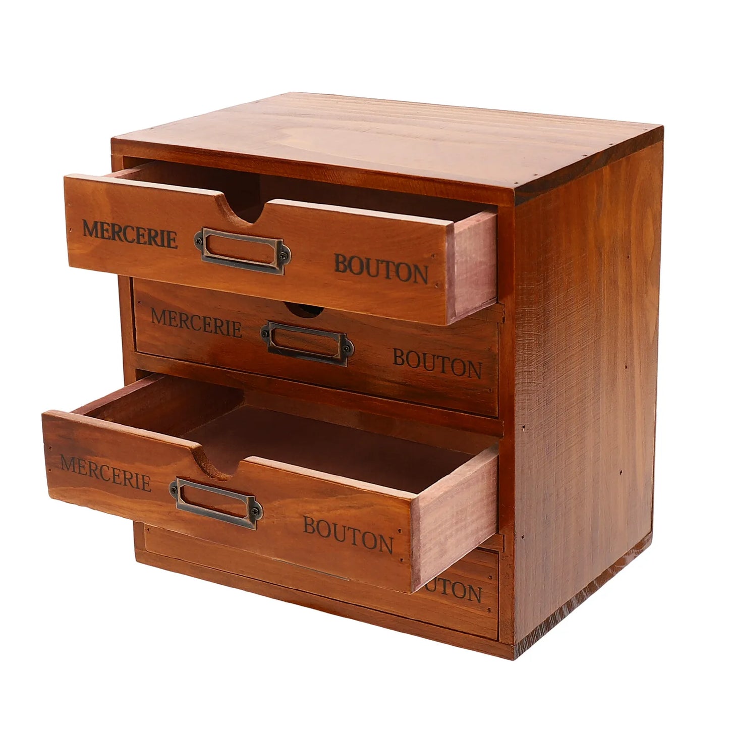 Four-Tier Wooden Desktop Organizer With Sixteen Drawers