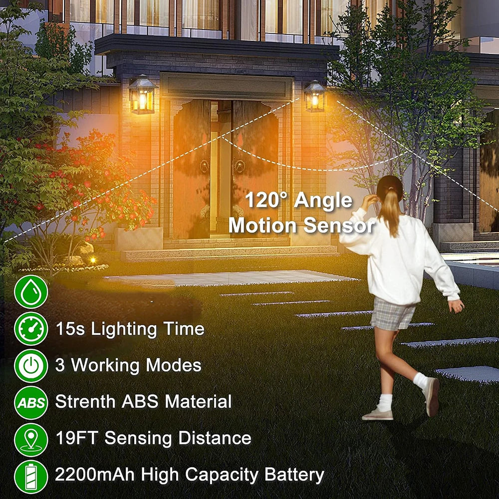 Solar Powered Wall Lanterns With Motion Sensor LED Sconce