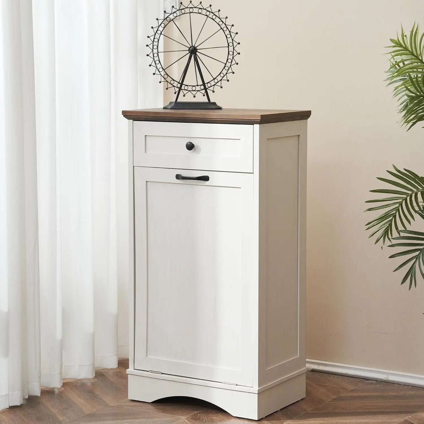 XMSJ Tilt Out Trash Cabinet Freestanding Wood Kitchen Bin