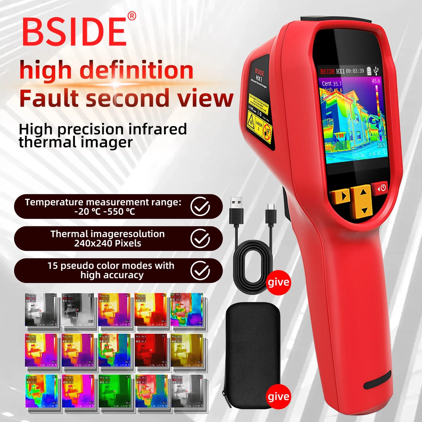 BSIDE Handheld Thermal Imaging Camera HX1 240x240 For PCB Repair