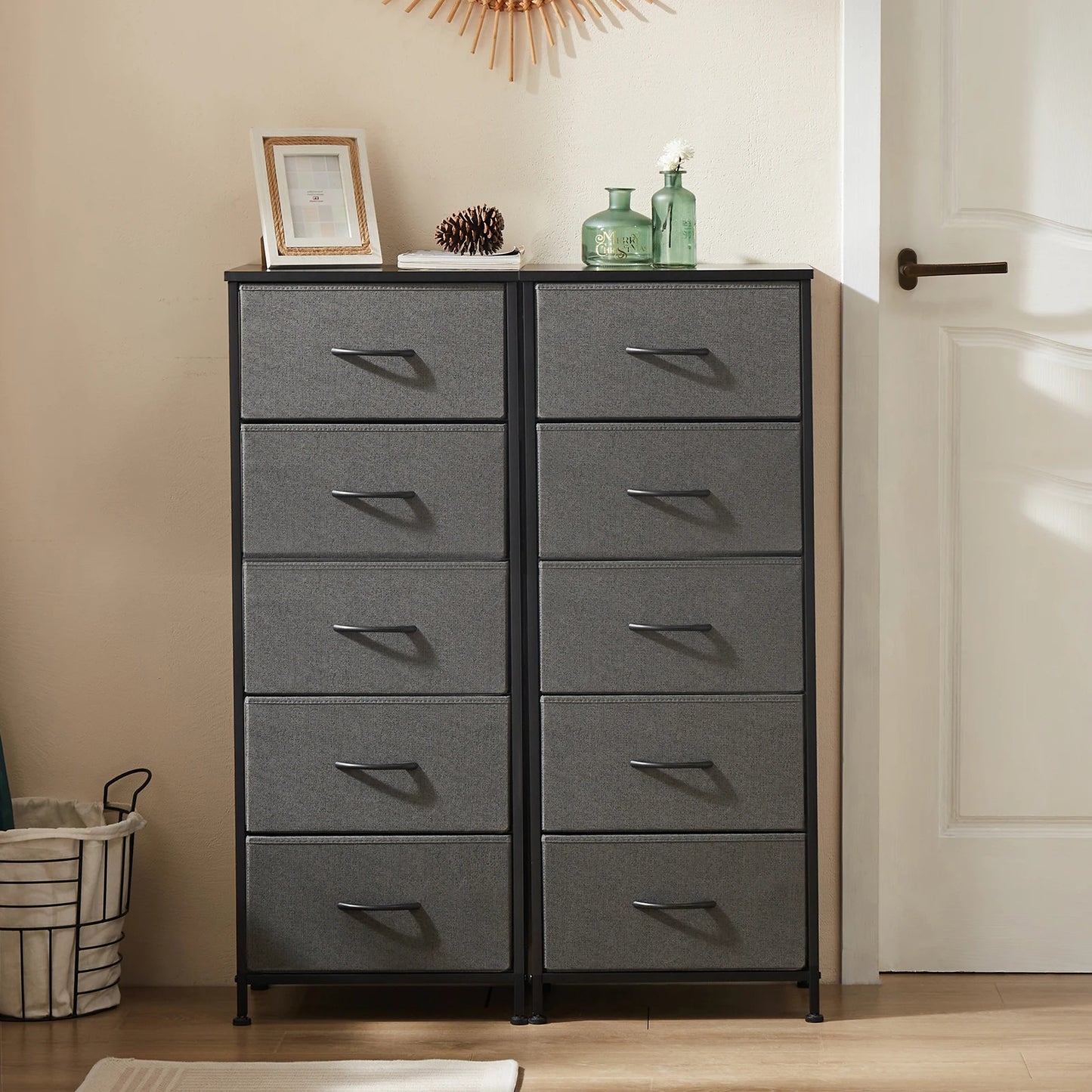 JHK Fabric Drawers Cabinet For Living Room Modern Storage Organizer