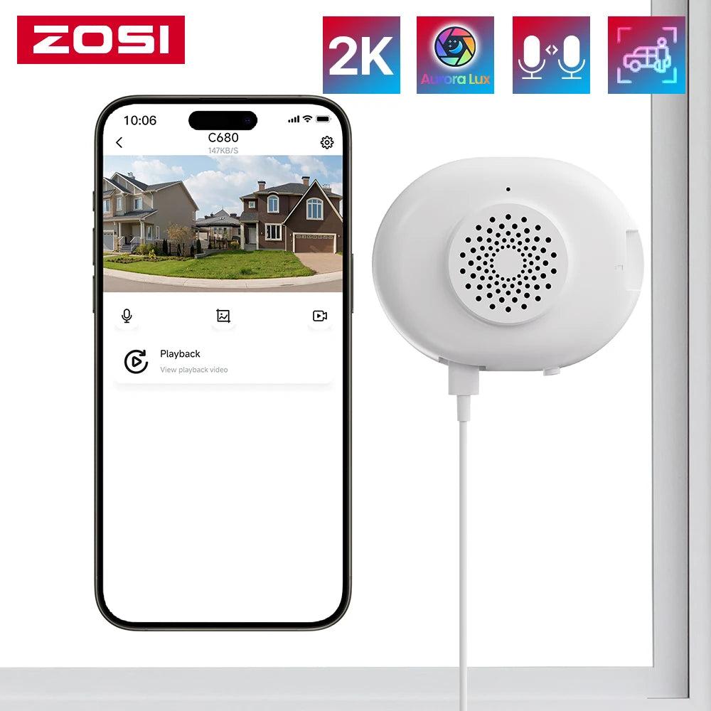 ZOSI C680 3MP Window Security Camera Night Vision 2K WiFi