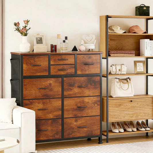 JHK Living Room Fabric Drawer Cabinet With Steel Frame