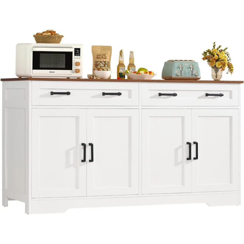 Buffet Cabinet With Storage Drawers And Adjustable Shelves