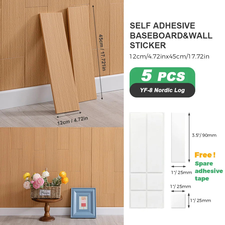 Self-Adhesive Wall Skirting Line Stickers Indoor PVC 10 Pack