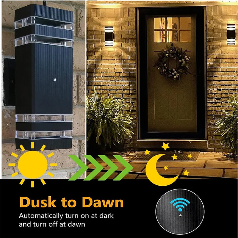 Smart Outdoor LED Wall Light Sconce Waterproof Sensor For Balcony Garden