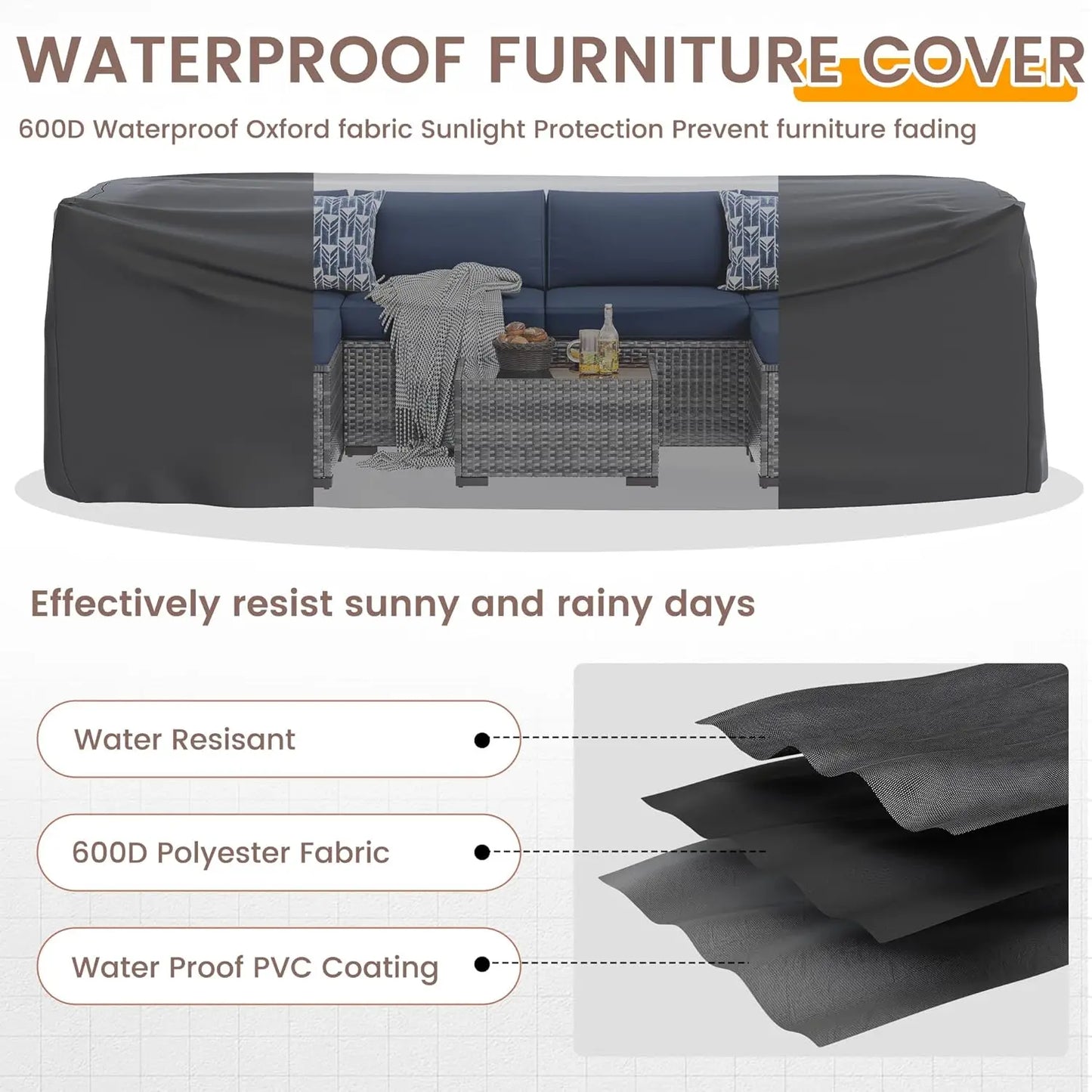 Patio Outdoor Wicker Furniture Set With Tea Table Cover