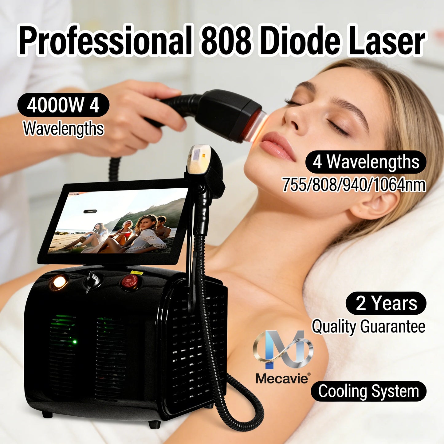 Emsnova 808nm Diode Laser Hair Removal Machine Four Wavelengths Ice Cooling