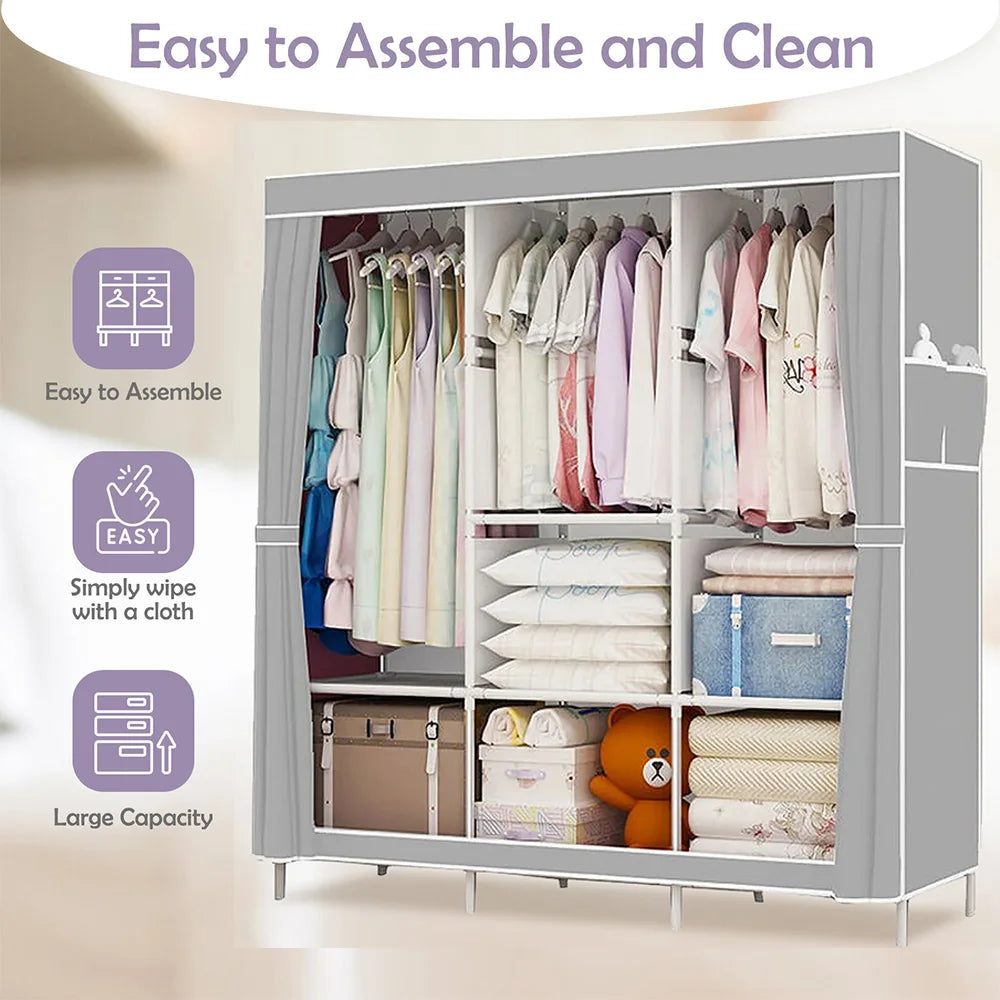 Closet Storage Portable Organizer Dustproof Nonwoven Fabric Wardrobe