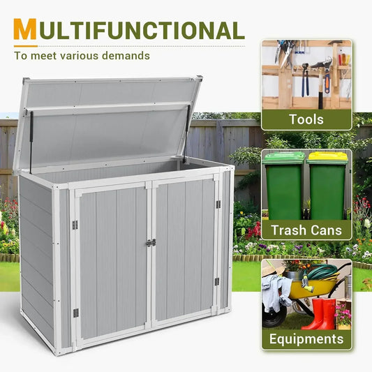 Weatherproof Resin Horizontal Storage Shed With Thickened Floor And Gas Spring