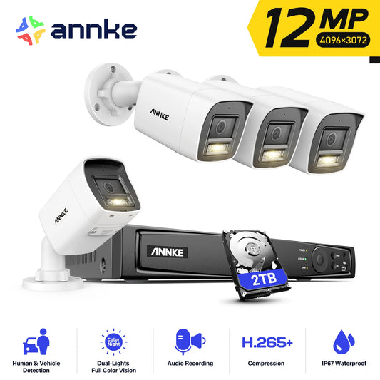 ANNKE C1200 Dual Light Outdoor PoE Surveillance Camera System 12MP