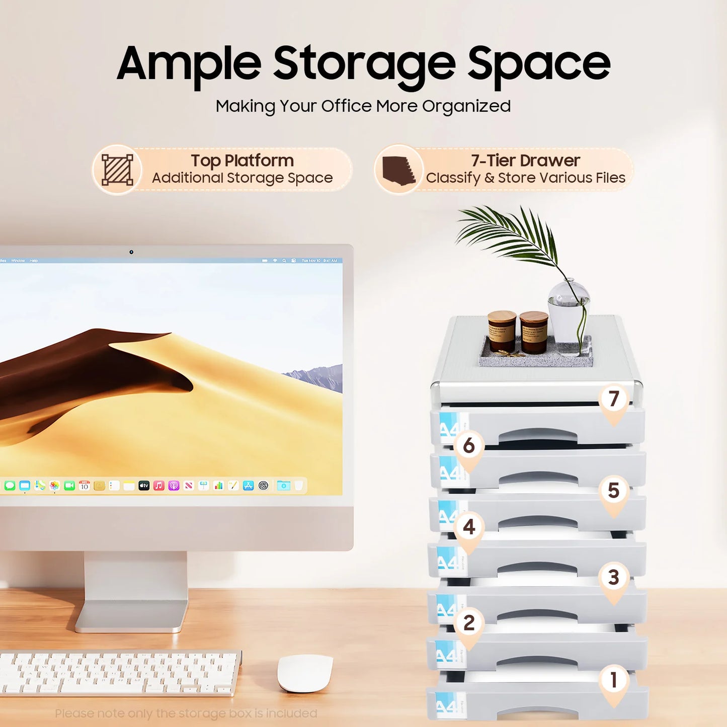 Aluminum Alloy Seven Tier Desktop Drawer Document Organizer With Locks