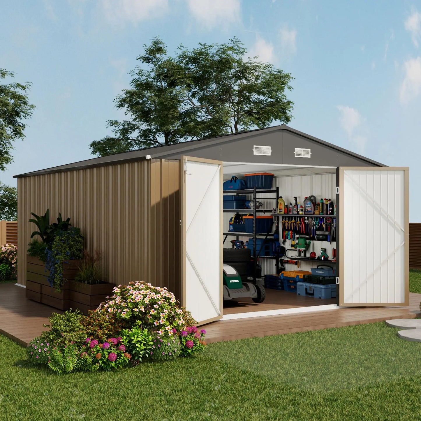 Outdoor Lockable Metal Storage Shed For Garden