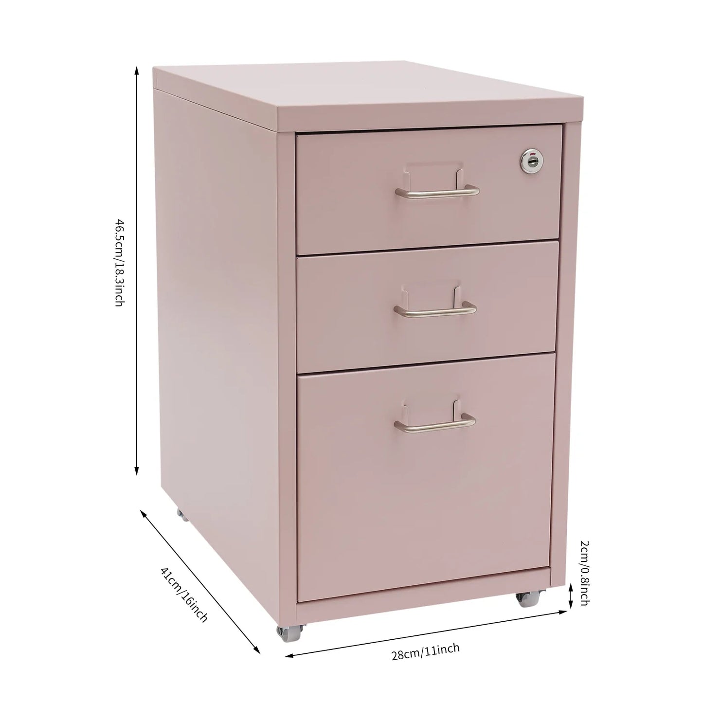 Three Drawer Vertical File Cabinet With Lock Metal Office Storage