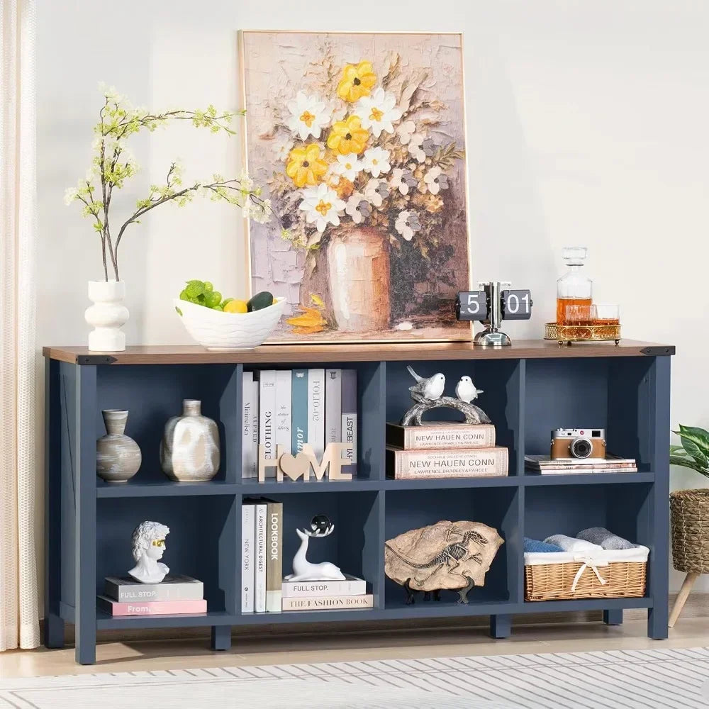 Rustic Wooden Shelf Console for Hallway and Living Room