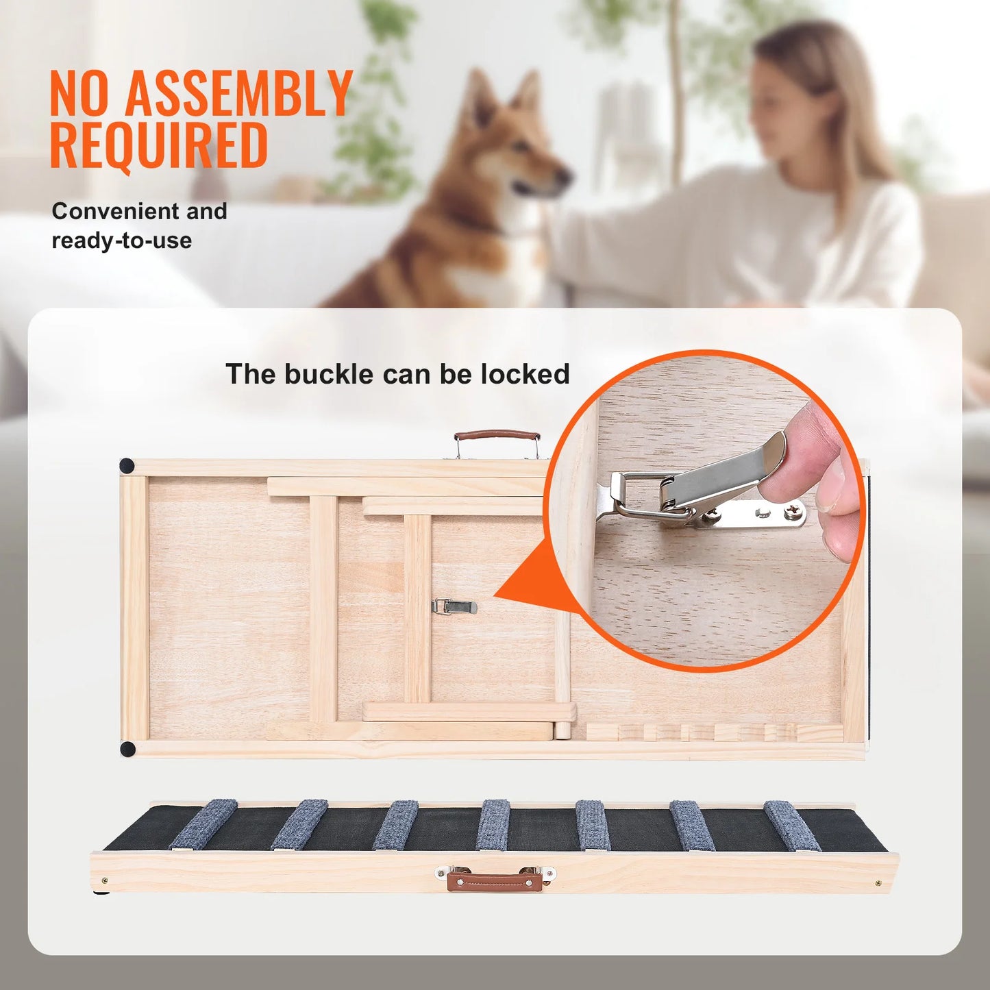 SucceBuy Folding Dog Ramp With Anti Slip And Adjustable Height