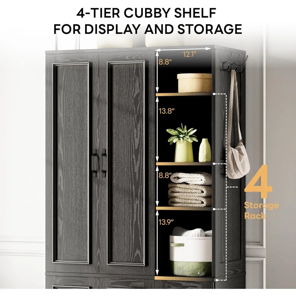 DAFIFY Armoire Wardrobe Closet With 4 Shelves And Hanging Rod