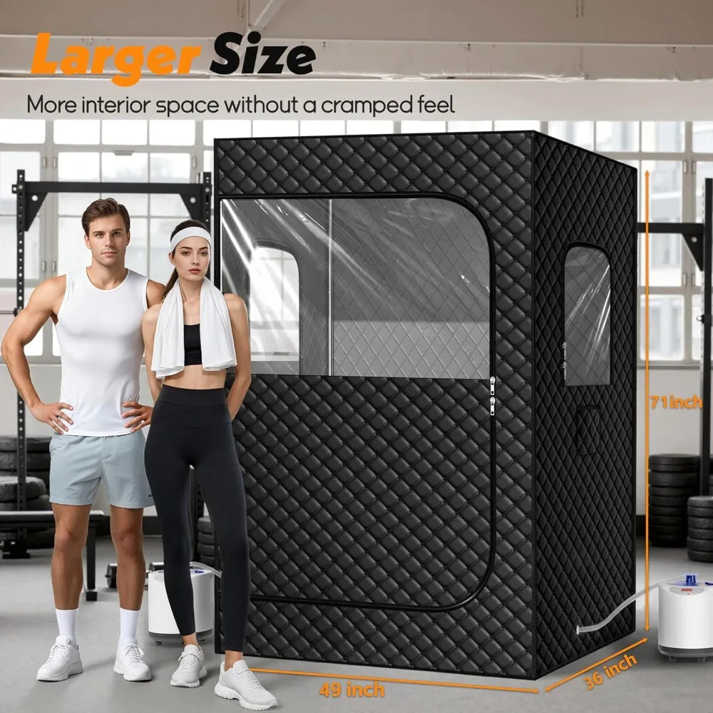 Two Person Portable Steam Sauna With Dual Steamers And Remote