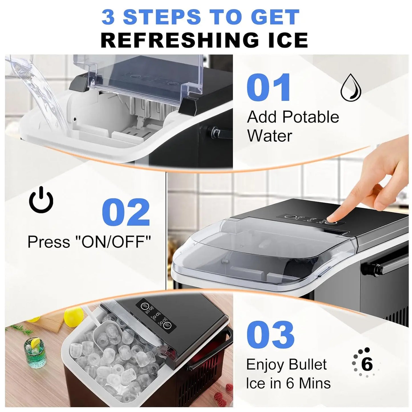 Portable Ice Maker Machine Fast Ice Auto Clean For Home And RV