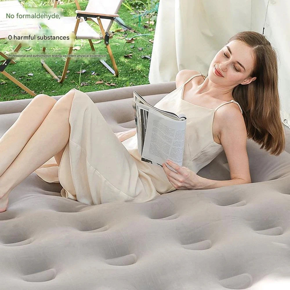 Camping Air Bed With Backrest For Two Adults Indoor Outdoor