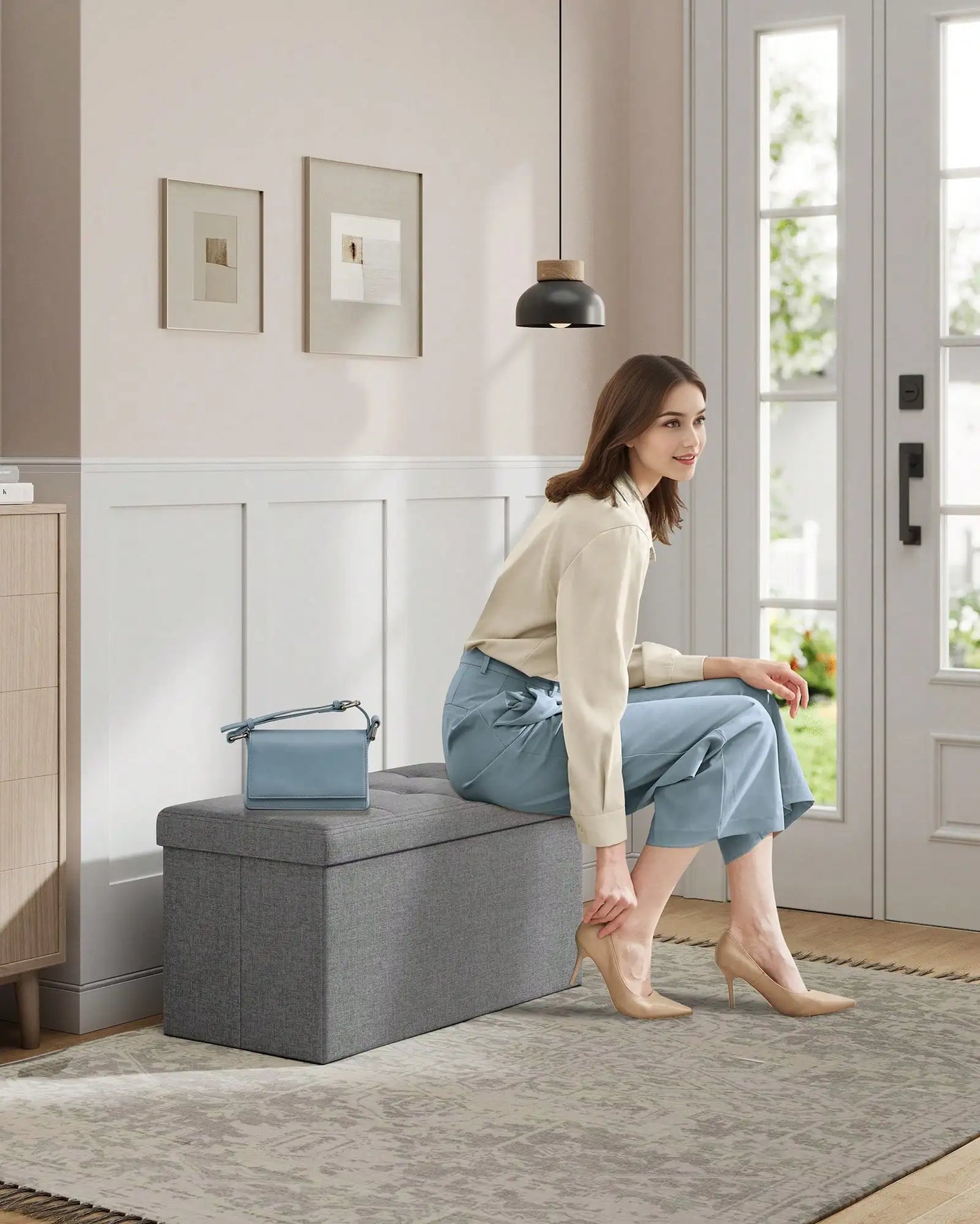 Storage Ottoman Bench With Chest For Living Room And Bedroom
