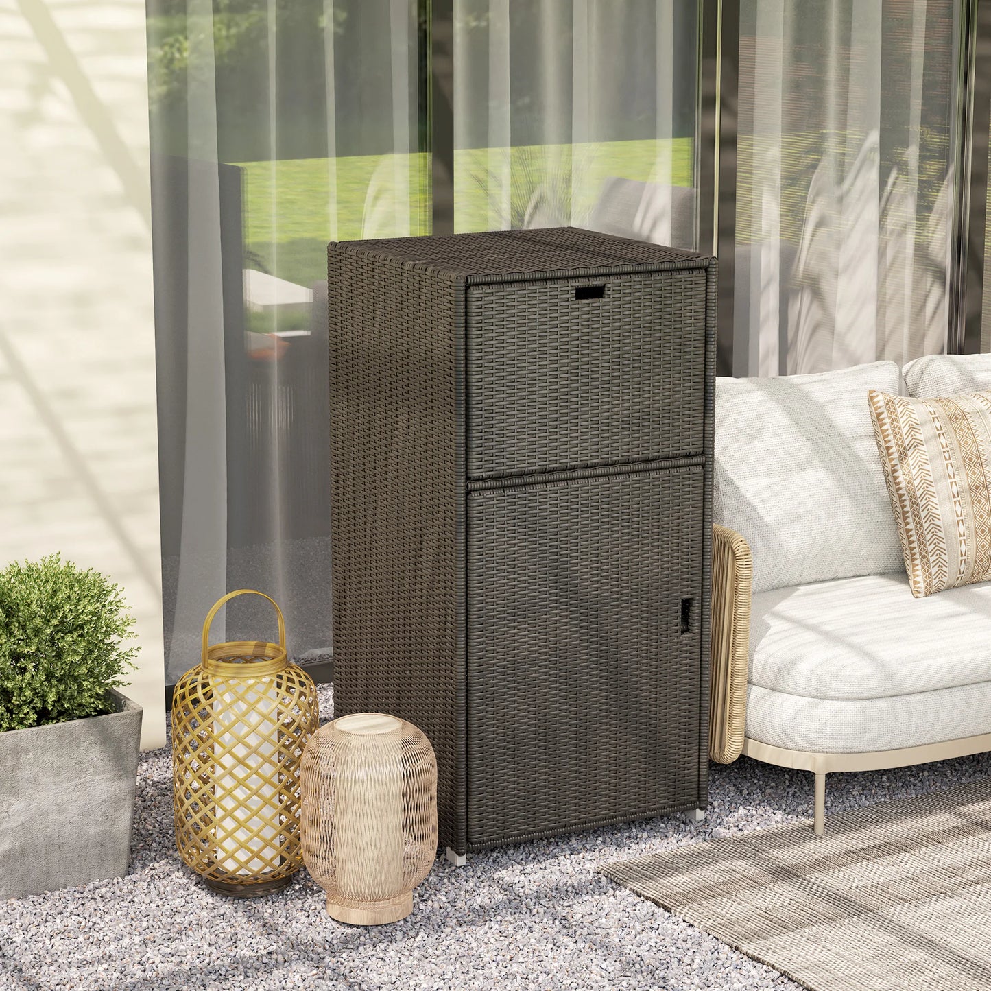 Outsunny Outdoor Towel Rack With Cabinet Storage For Poolside