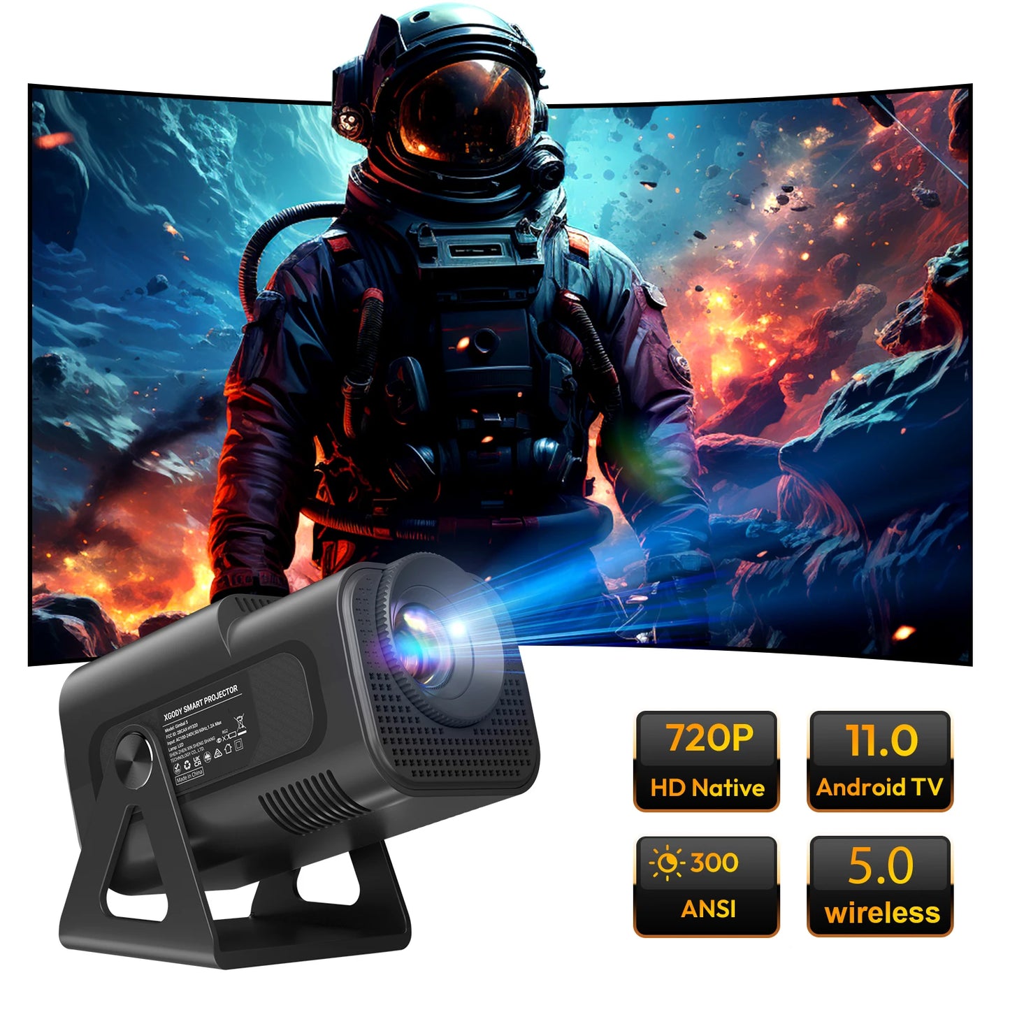 XGODY 4K Projector Smart LED Home Theater With WiFi